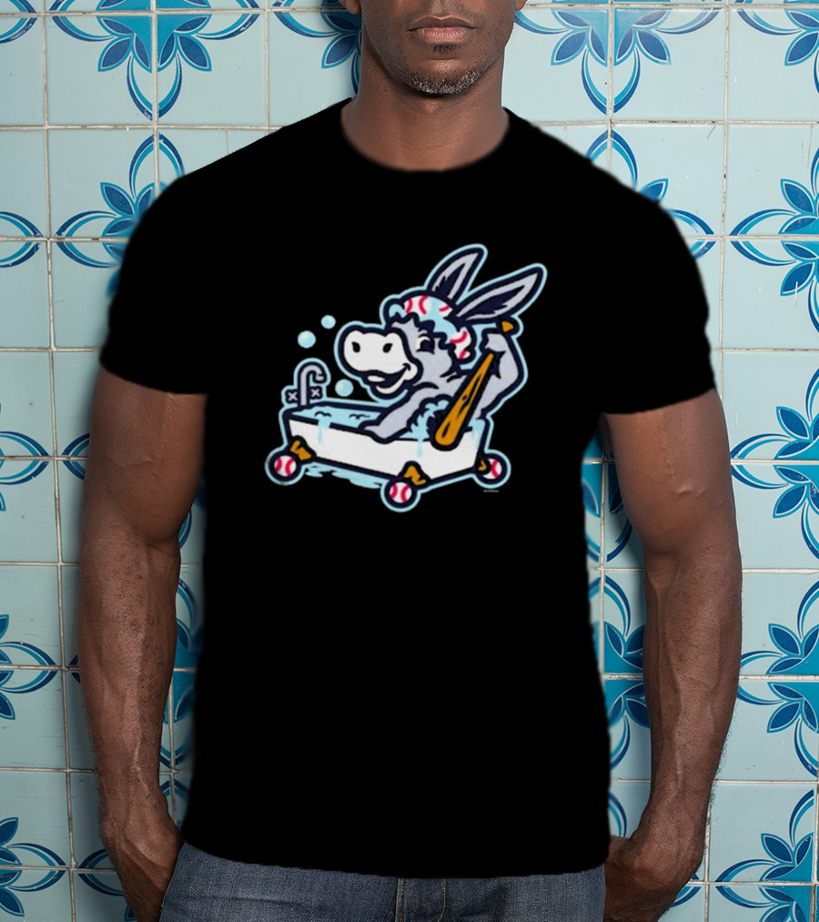 Binghamton Bathtub Donkeys Riding Bathtub Baseball Bats Binghamton Rumble Ponies T-Shirt