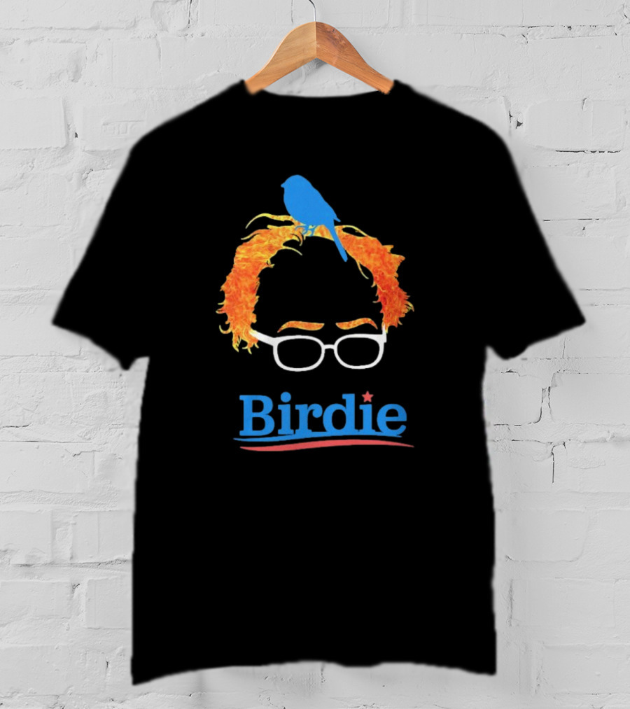 Birdie Sanders Blue Bird With Glasses And Orange Hair T-Shirt