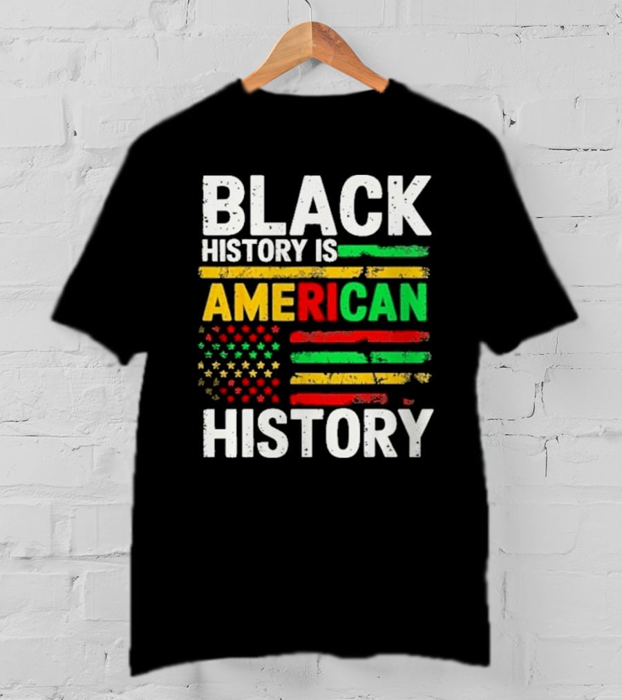 Black History Is American History Vintage Flag Design T-Shirt