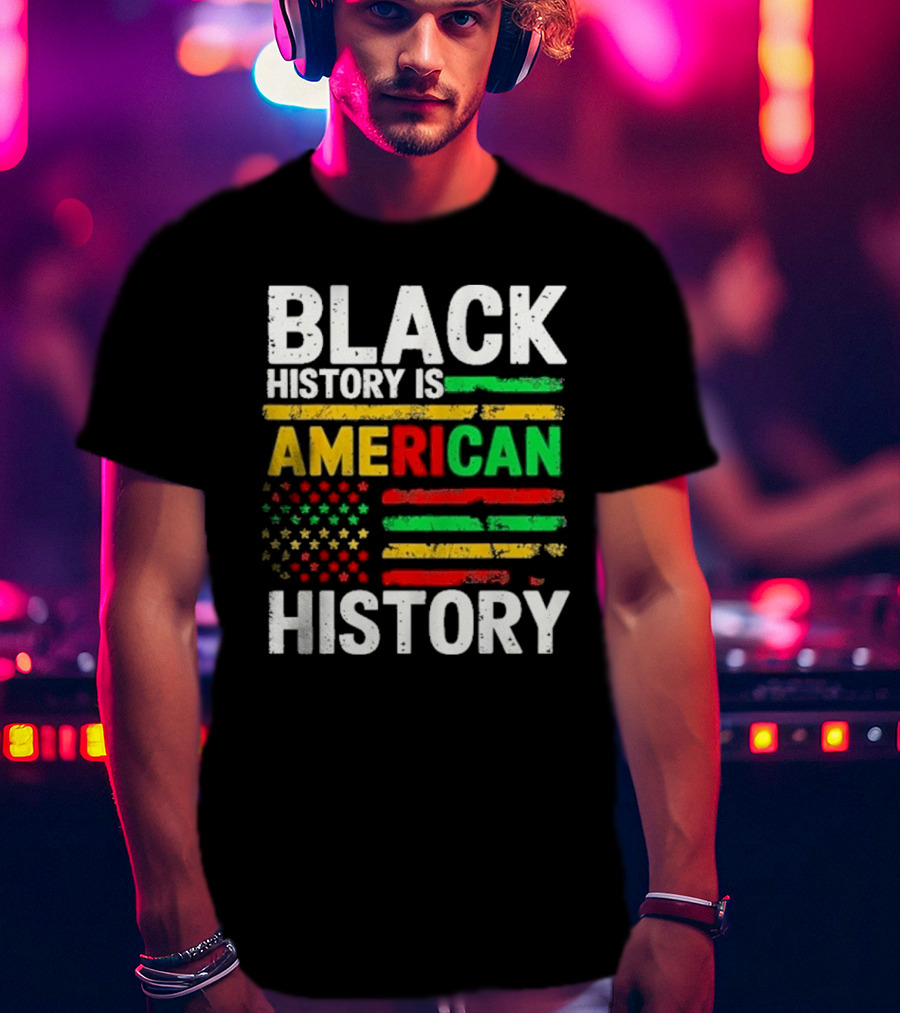 Black History Is American History Vintage Flag Design T-Shirt