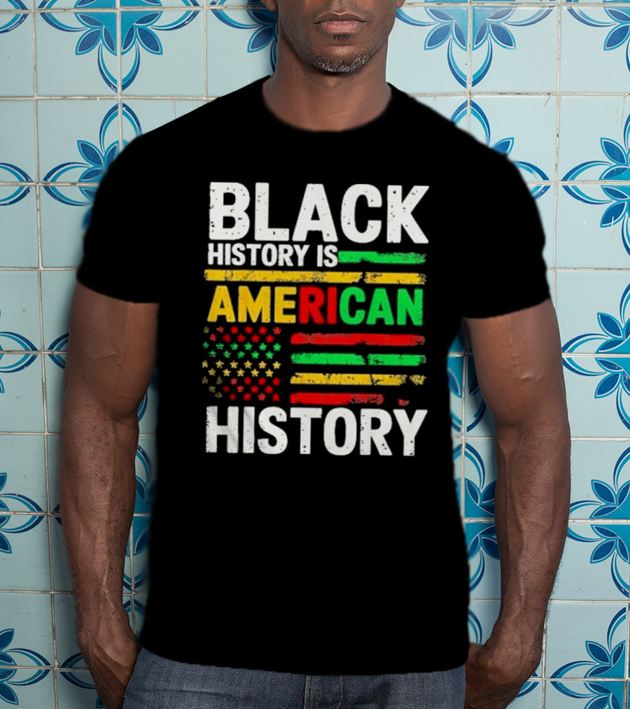 Black History Is American History Vintage Flag Design T-Shirt