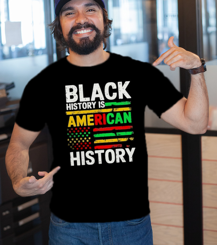 Black History Is American History Vintage Flag Design T-Shirt