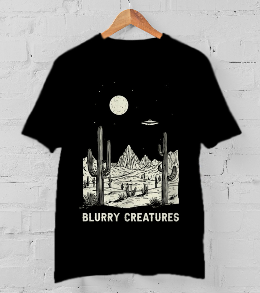 Blurry Creatures Desert Nights UFO Cactus Moon T-Shirt