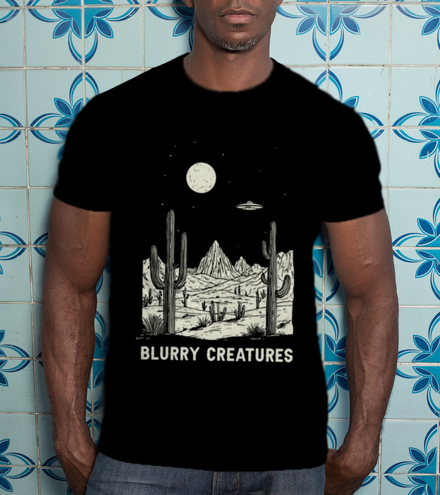 Blurry Creatures Desert Nights UFO Cactus Moon T-Shirt