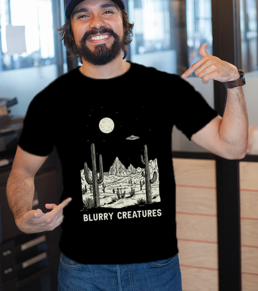 Blurry Creatures Desert Nights UFO Cactus Moon T-Shirt