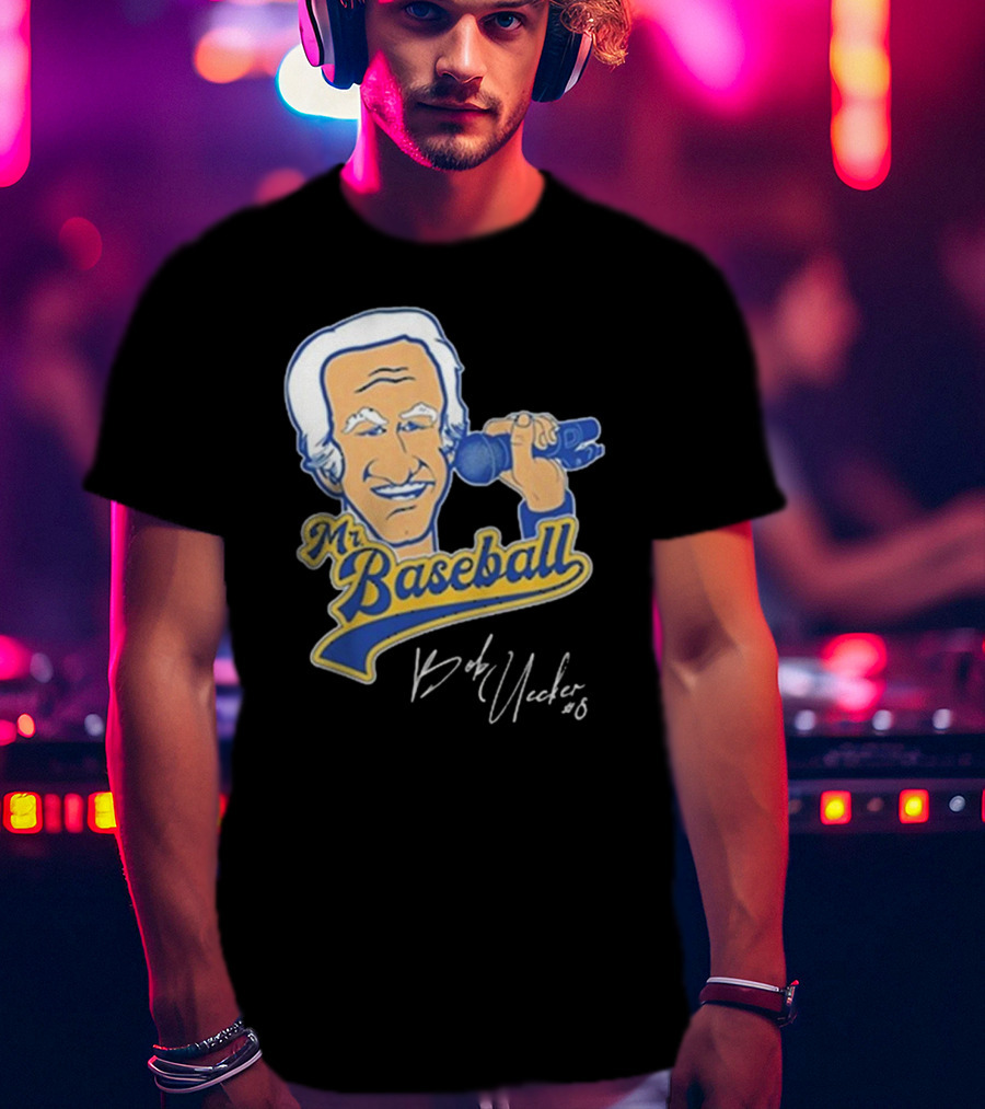 Mr Baseball Bob Uecker UECK Microphone Illustration T-Shirt