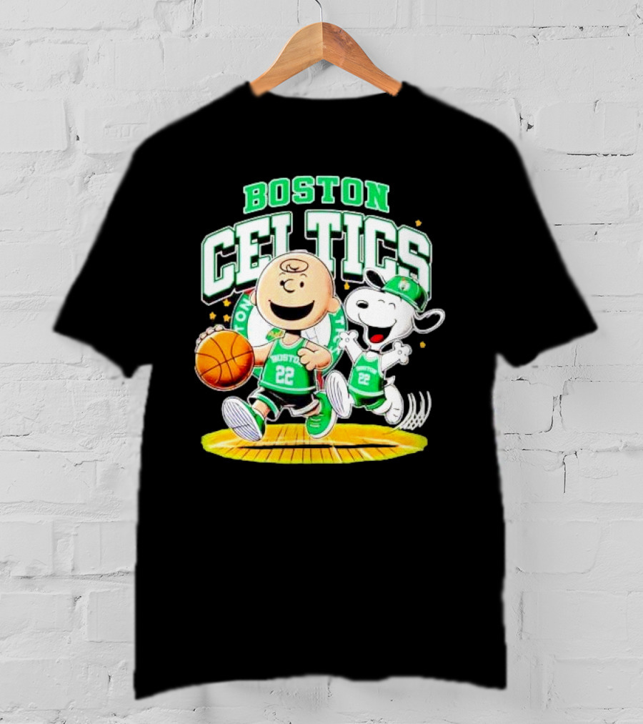 Boston Celtics Charlie Brown Snoopy Basketball Fan Fun T-Shirt
