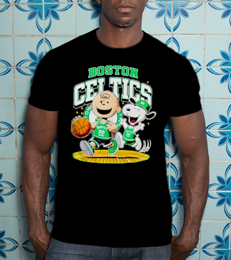 Boston Celtics Charlie Brown Snoopy Basketball Fan Fun T-Shirt
