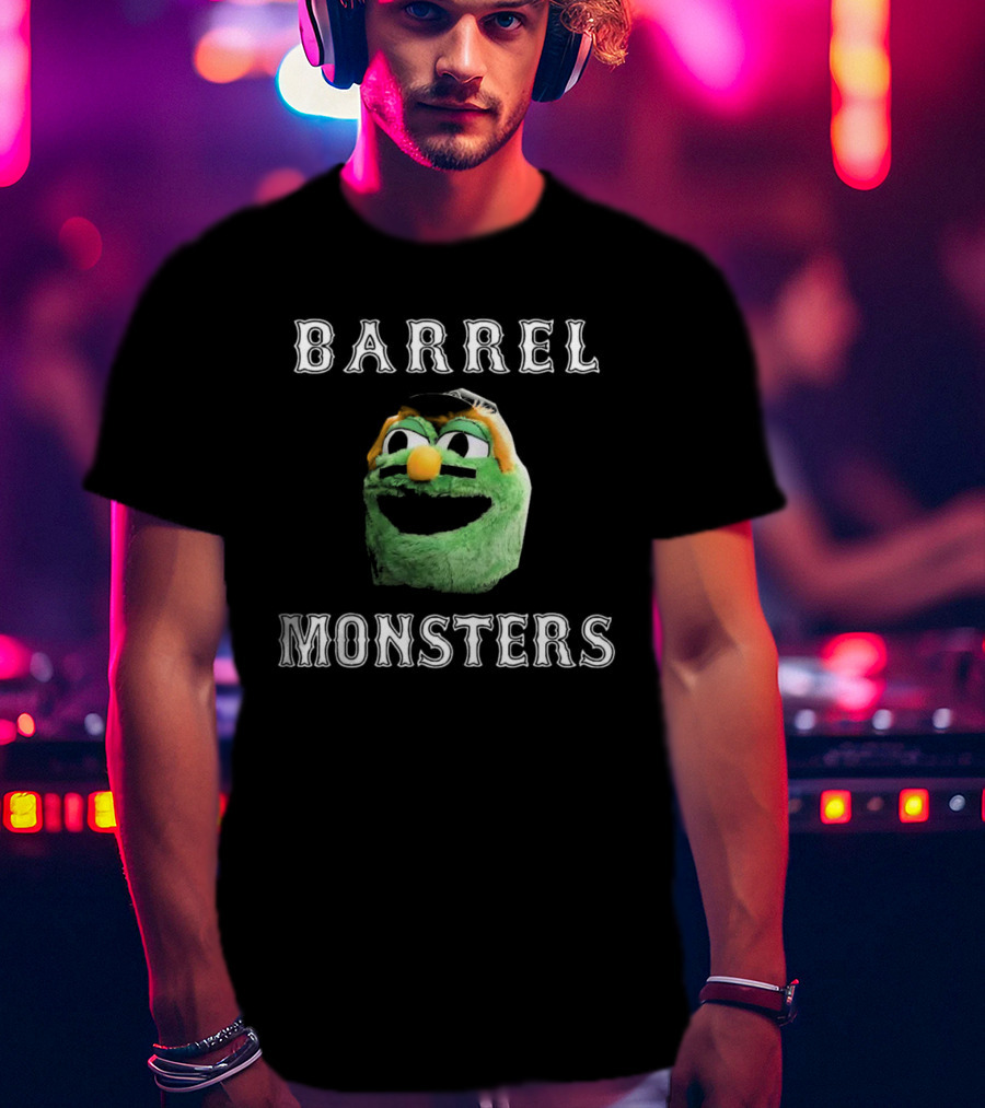 Barrel Monsters Boston Red Sox 2025 Green Furry Face T-Shirt