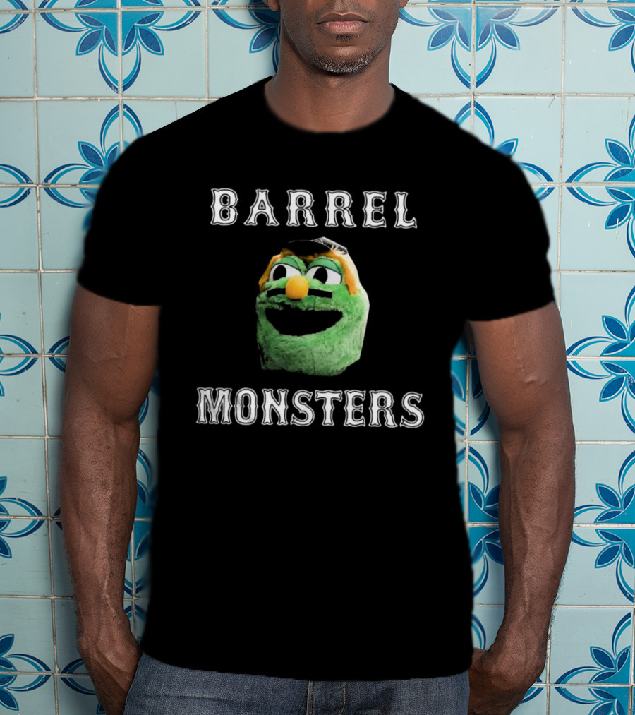 Barrel Monsters Boston Red Sox 2025 Green Furry Face T-Shirt