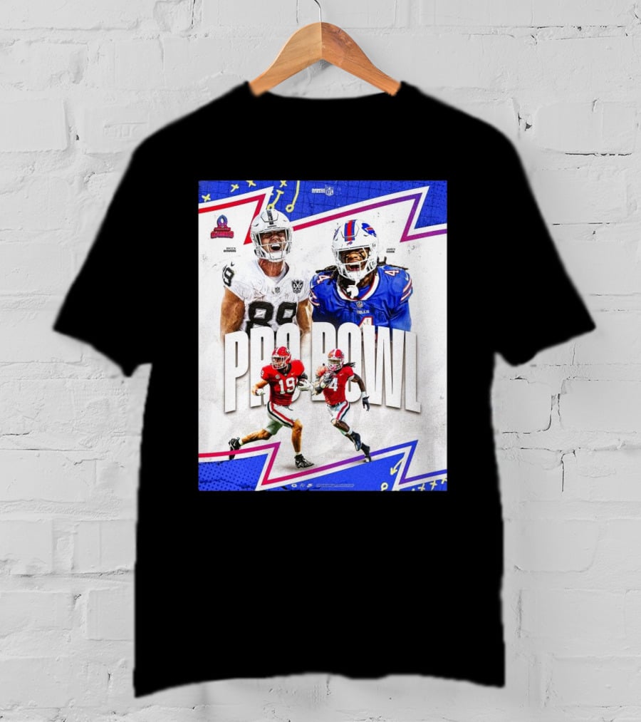Brock Bowers Las Vegas Raiders And James Cook Buffalo Bills 2025 Pro Bowl Games NFL T-Shirt