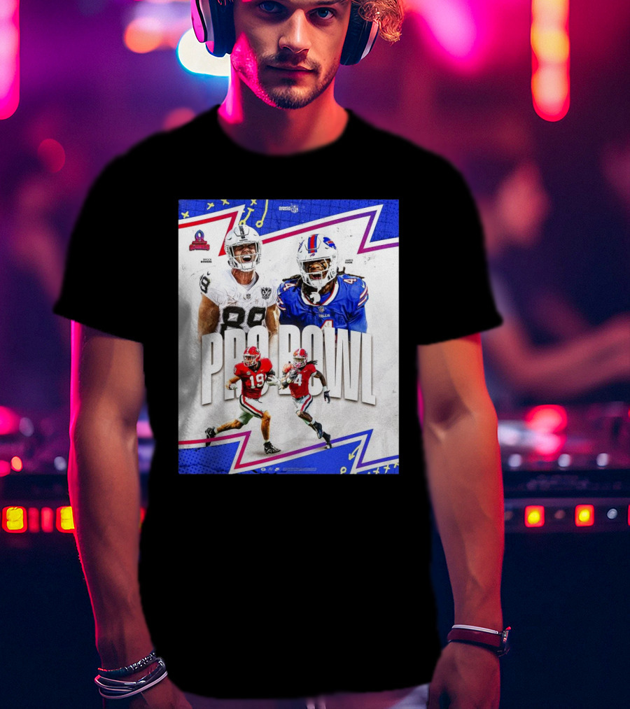Brock Bowers Las Vegas Raiders And James Cook Buffalo Bills 2025 Pro Bowl Games NFL T-Shirt