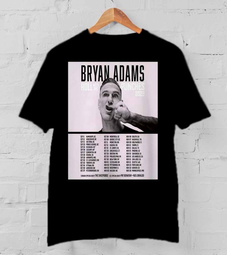 Bryan Adams Roll With The Punches 2025 North America Tour T-Shirt