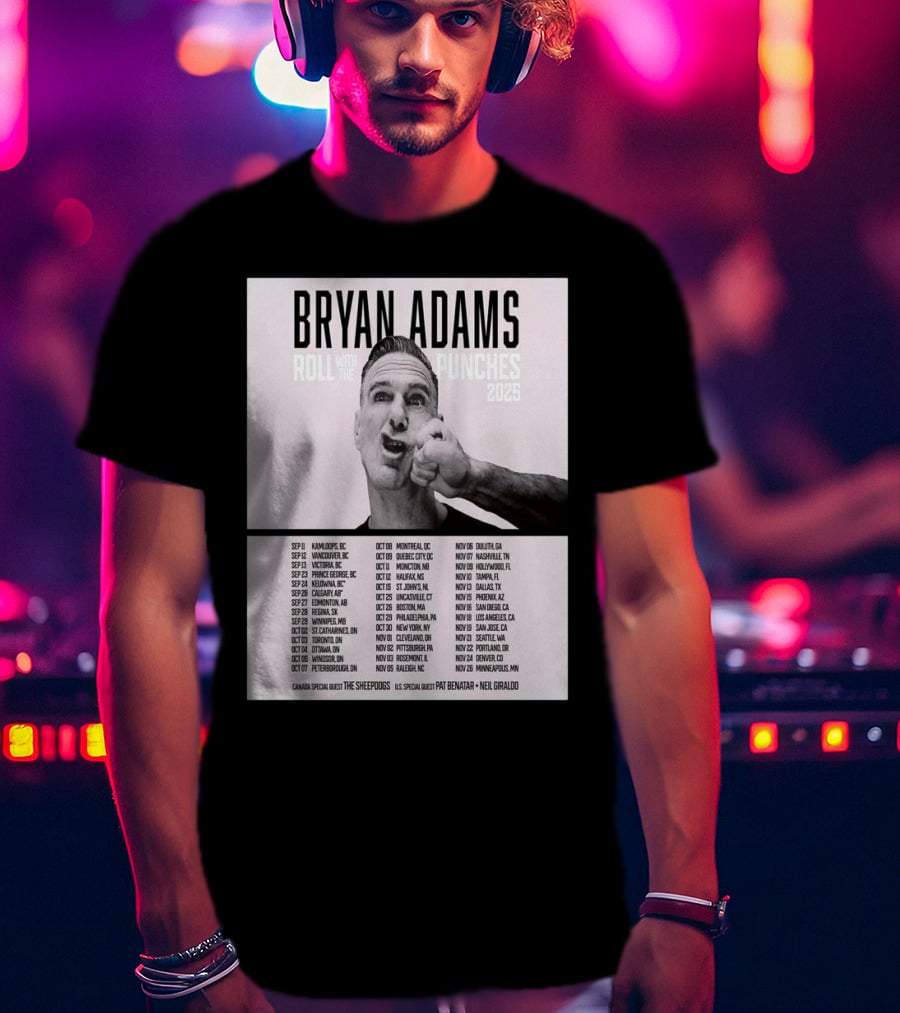 Bryan Adams Roll With The Punches 2025 North America Tour T-Shirt