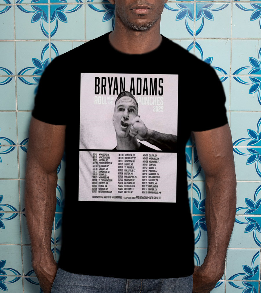 Bryan Adams Roll With The Punches 2025 North America Tour T-Shirt