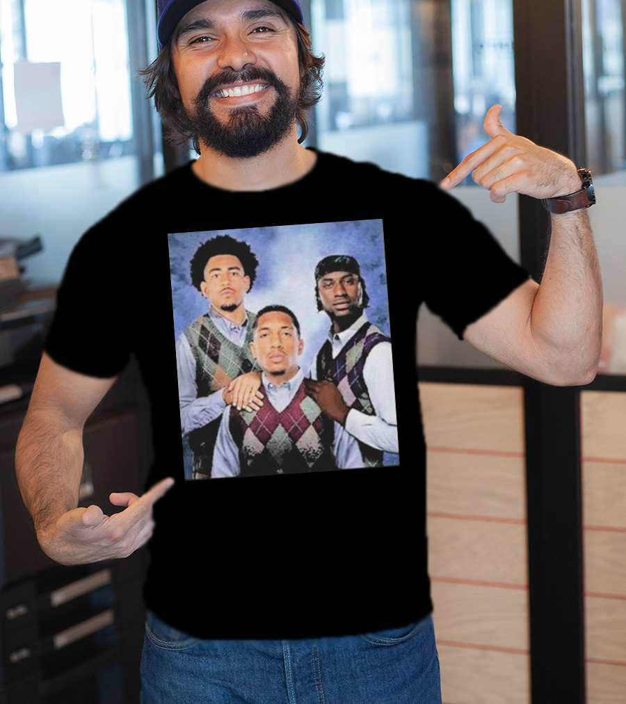 Bryce Young Chuba Hubbard Xavier Legette Vintage Argyle Sweater Step Brothers Look T-Shirt