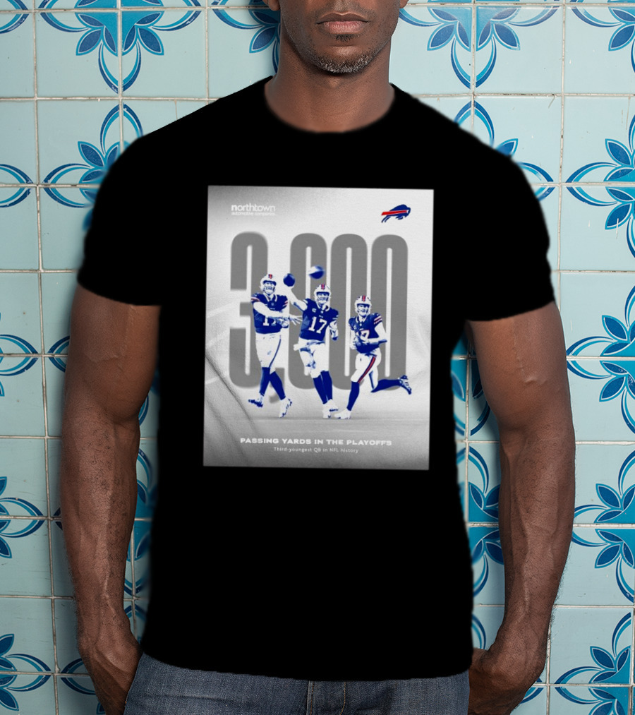 Buffalo Bills 3000 Passing Yards In The Playoffs Third-Youngest QB In NFL History T-Shirt