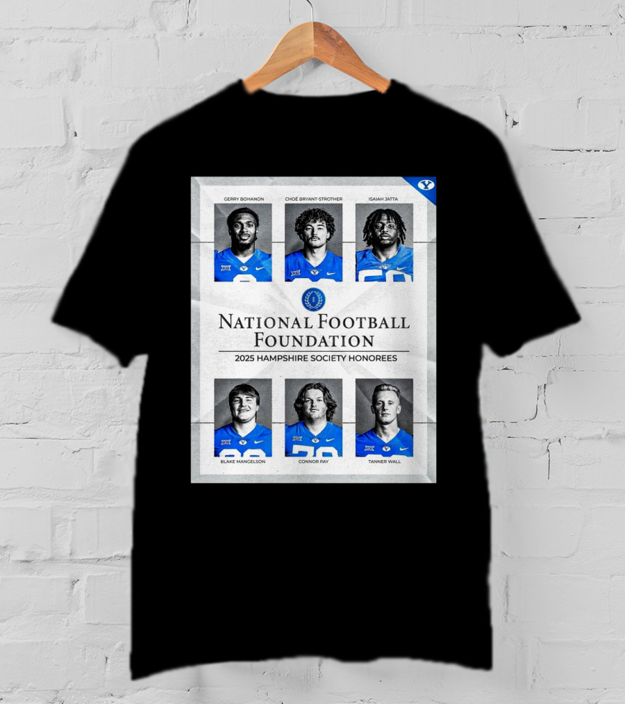BYU Cougars National Football Foundation 2025 Hampshire Society Honorees Bohanon Bryant-Strother Jatta T-Shirt
