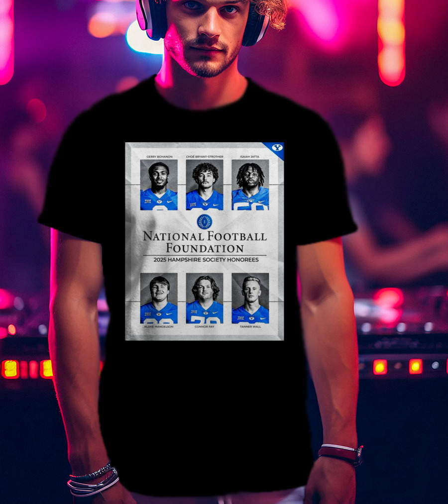 BYU Cougars National Football Foundation 2025 Hampshire Society Honorees Bohanon Bryant-Strother Jatta T-Shirt