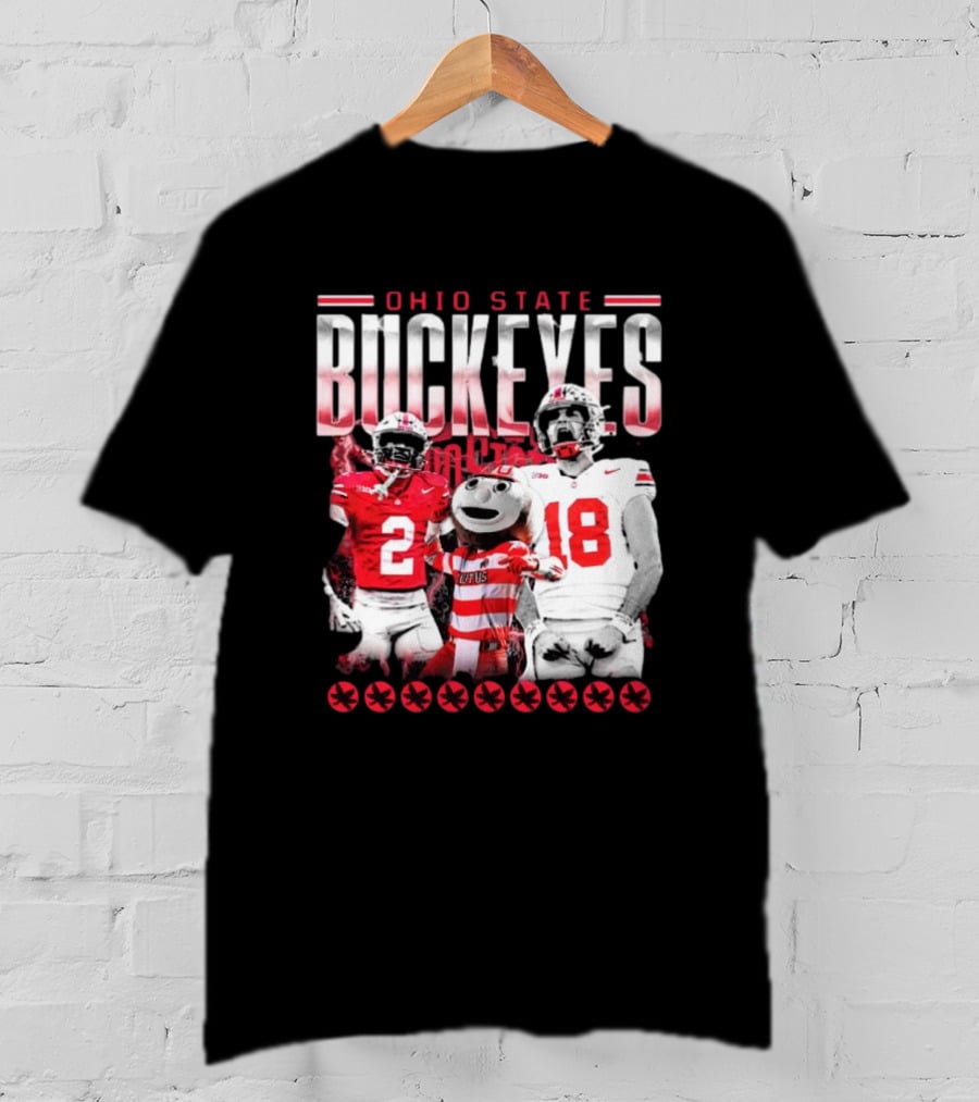 Caleb Downs X Will Howard Ohio State Buckeyes Mascot Graphic T-Shirt