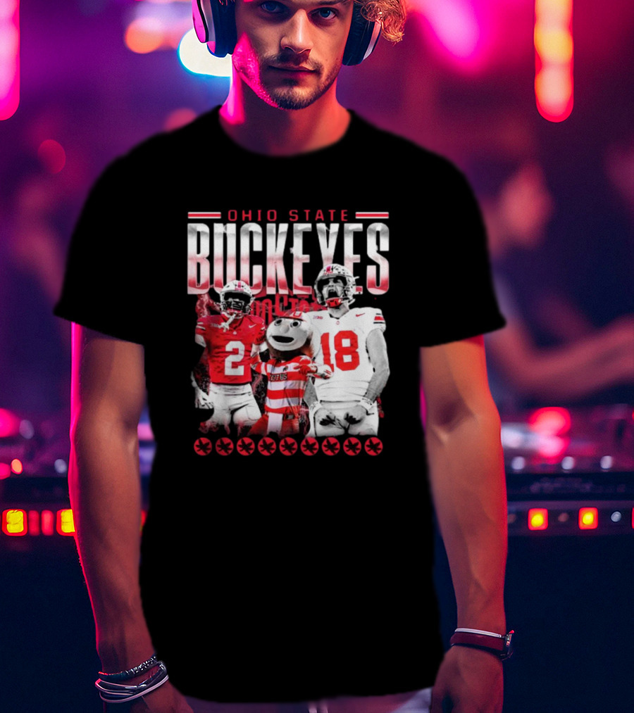 Caleb Downs X Will Howard Ohio State Buckeyes Mascot Graphic T-Shirt