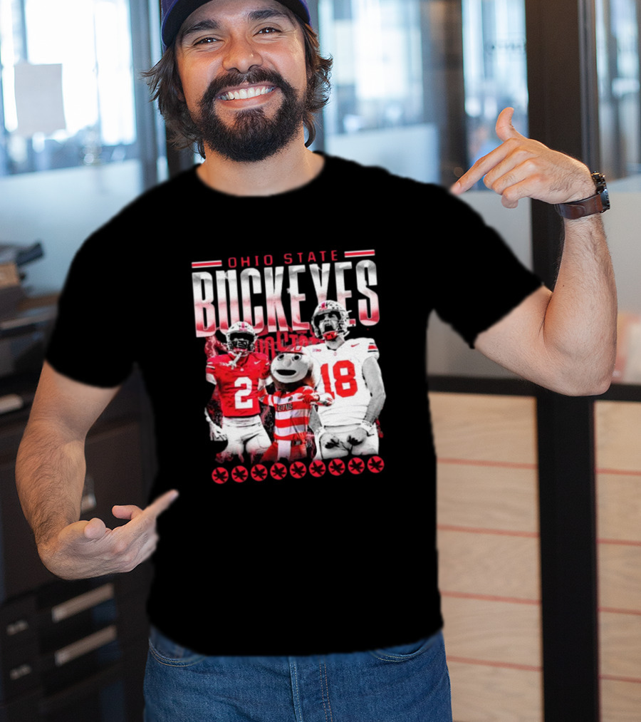 Caleb Downs X Will Howard Ohio State Buckeyes Mascot Graphic T-Shirt