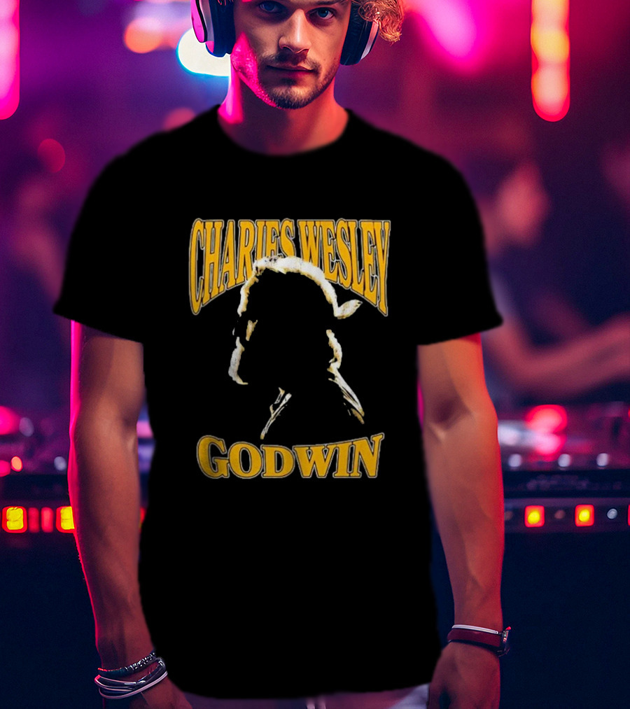 Charles Wesley Godwin CWG Silhouette Bold Yellow Text T-Shirt