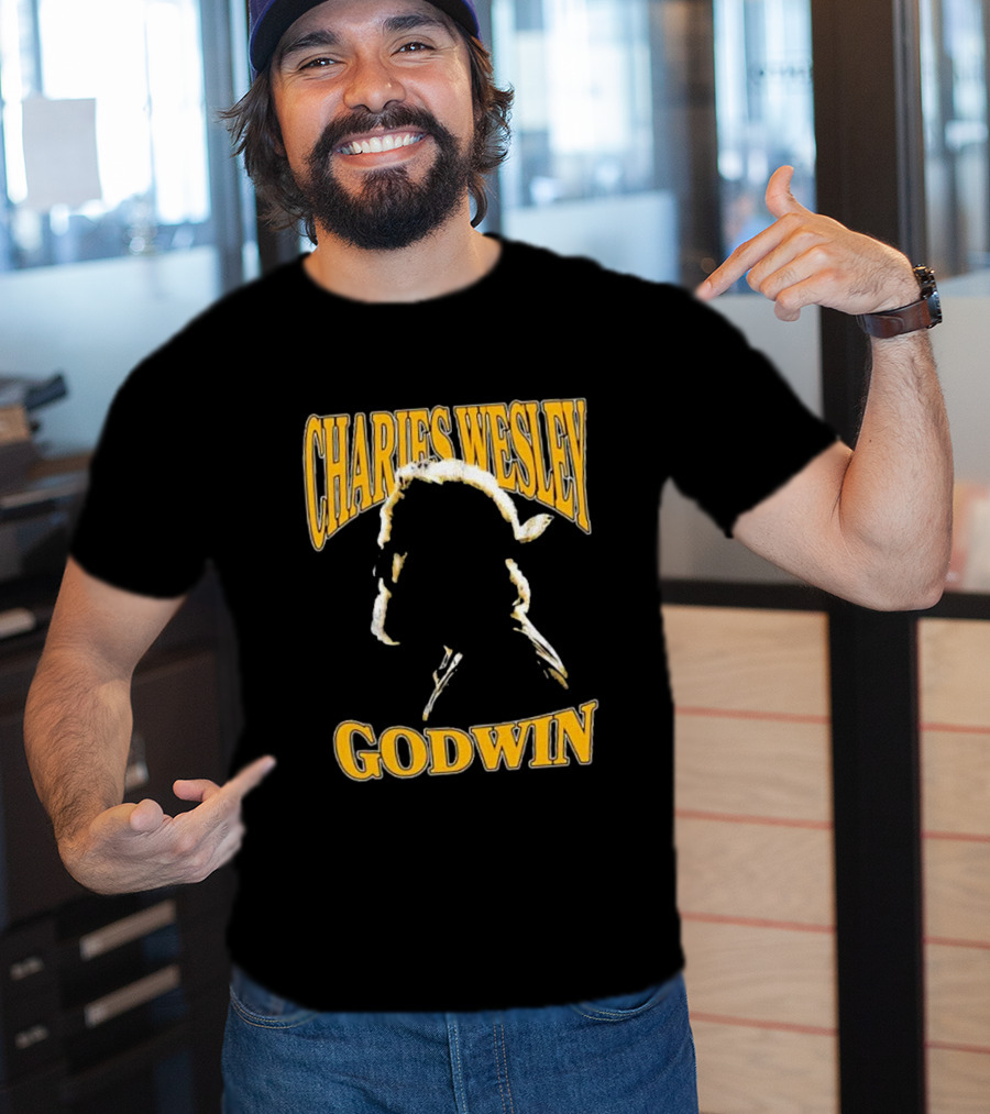 Charles Wesley Godwin CWG Silhouette Bold Yellow Text T-Shirt