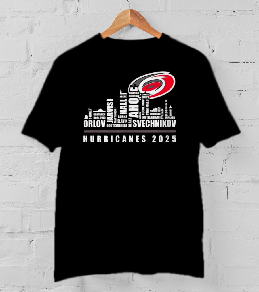 Carolina Hurricanes 2025 Players Names City Skyline T-Shirt