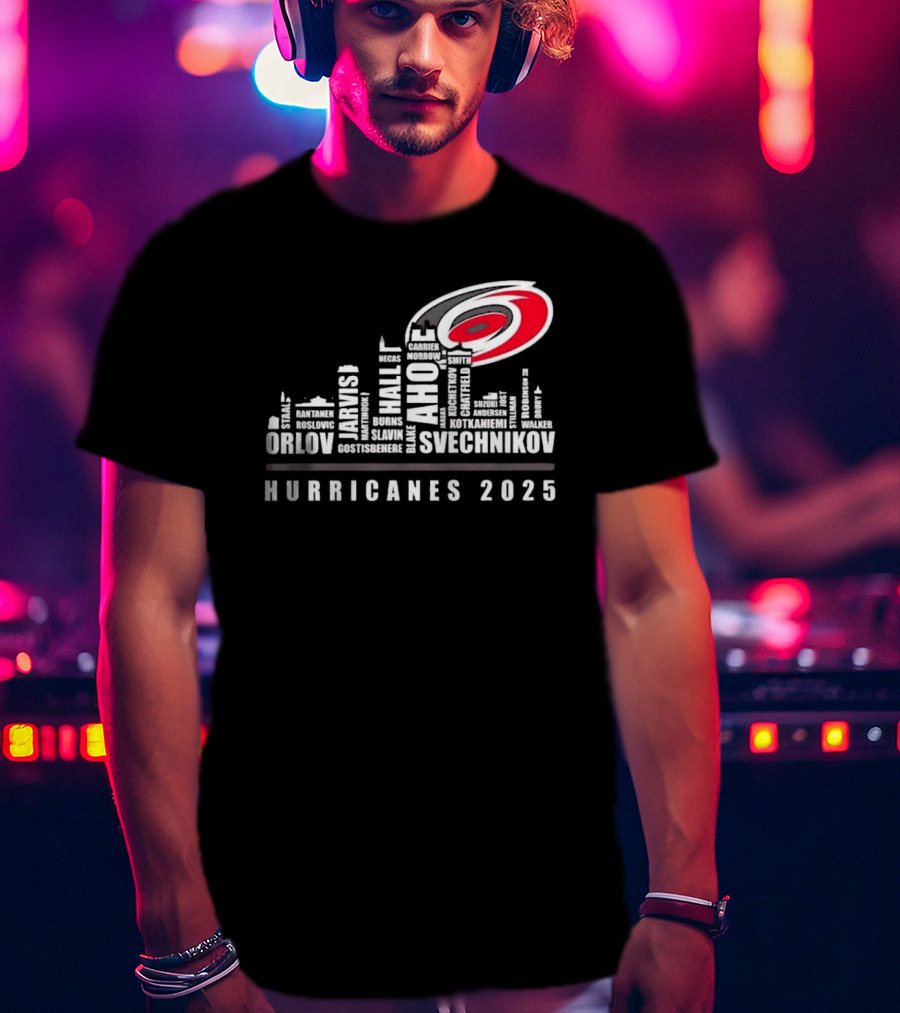 Carolina Hurricanes 2025 Players Names City Skyline T-Shirt