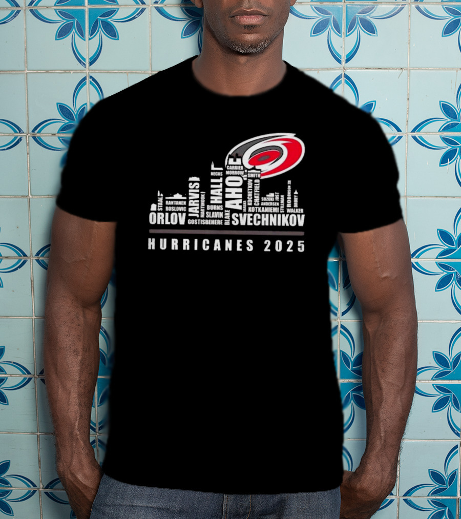 Carolina Hurricanes 2025 Players Names City Skyline T-Shirt