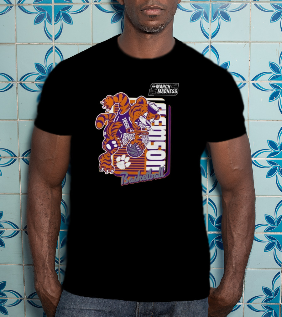 Clemson Basketball March Madness Dunking Tiger Mascot T-Shirt
