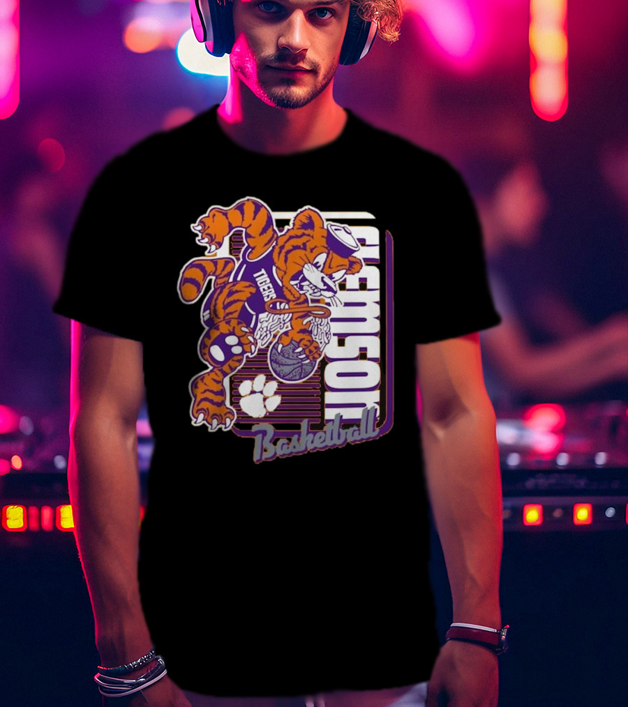 Clemson Tigers Basketball Mascot Dunk 2025 T-Shirt