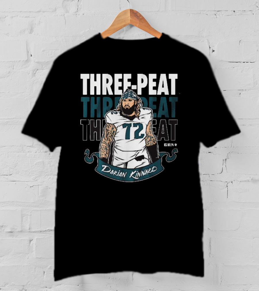 Darian Kinnard Three-Peat Philadelphia Eagles NFL Football T-Shirt