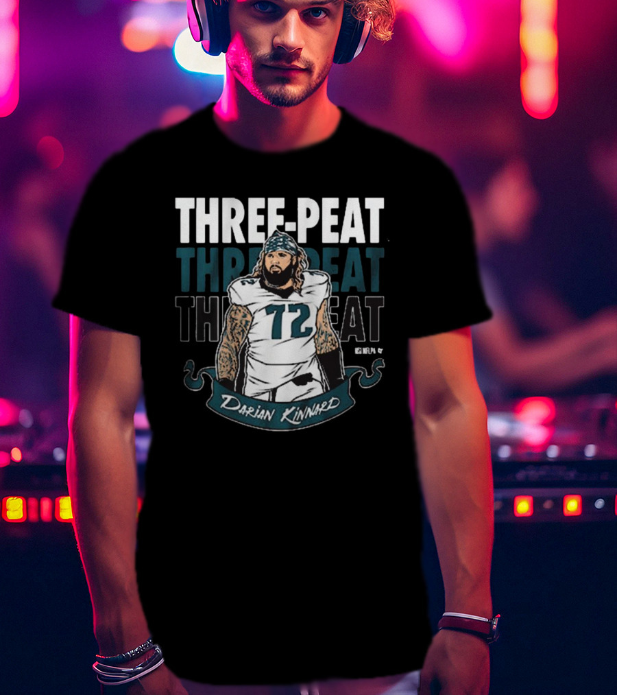 Darian Kinnard Three-Peat Philadelphia Eagles NFL Football T-Shirt