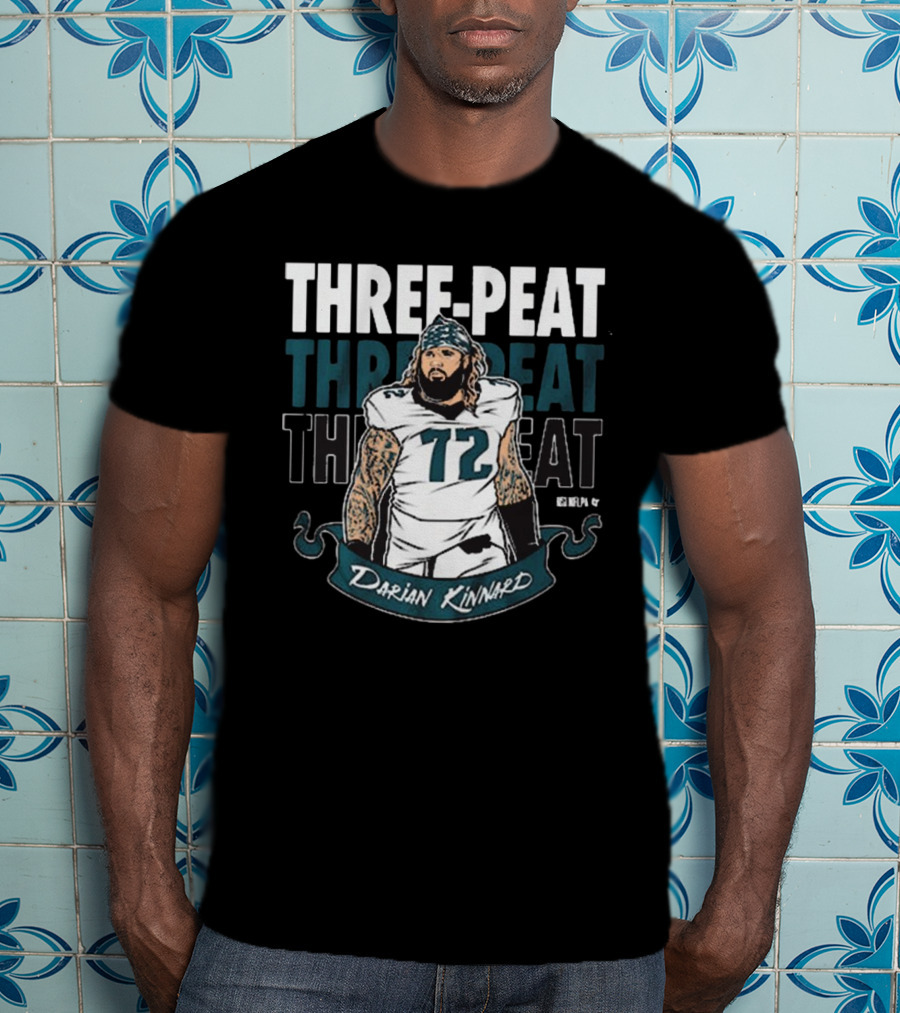Darian Kinnard Three-Peat Philadelphia Eagles NFL Football T-Shirt