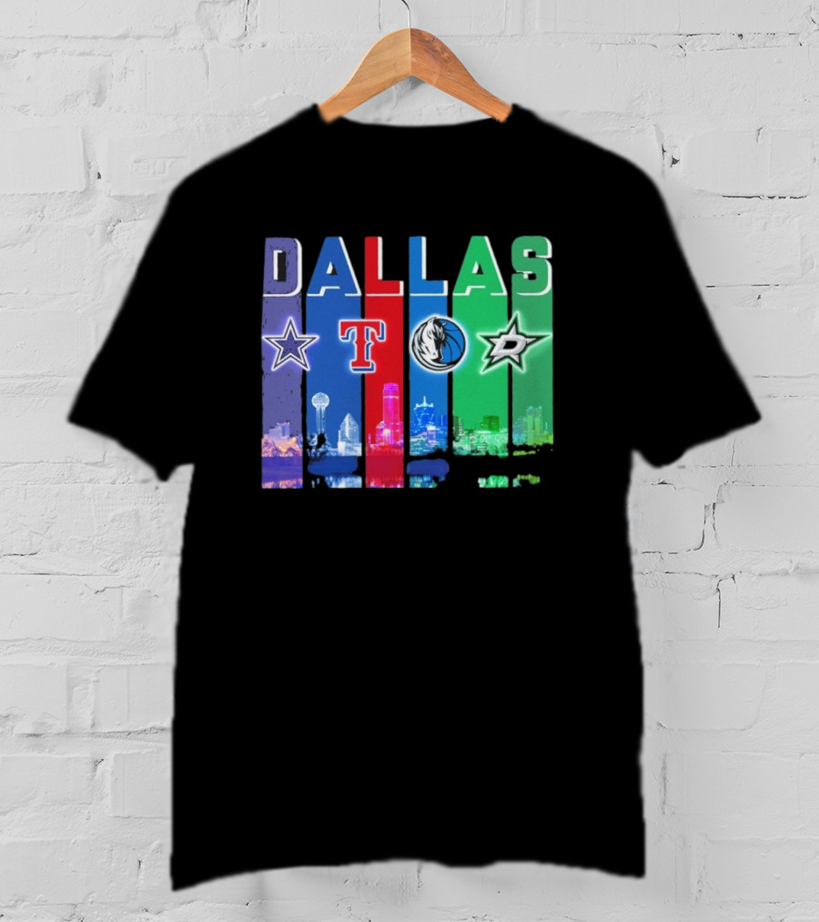 Dallas Retro Skyline Sports Teams Logo T-Shirt
