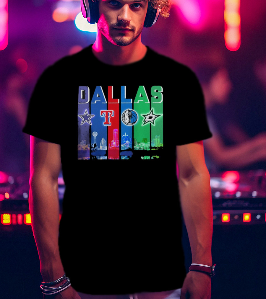 Dallas Retro Skyline Sports Teams Logo T-Shirt