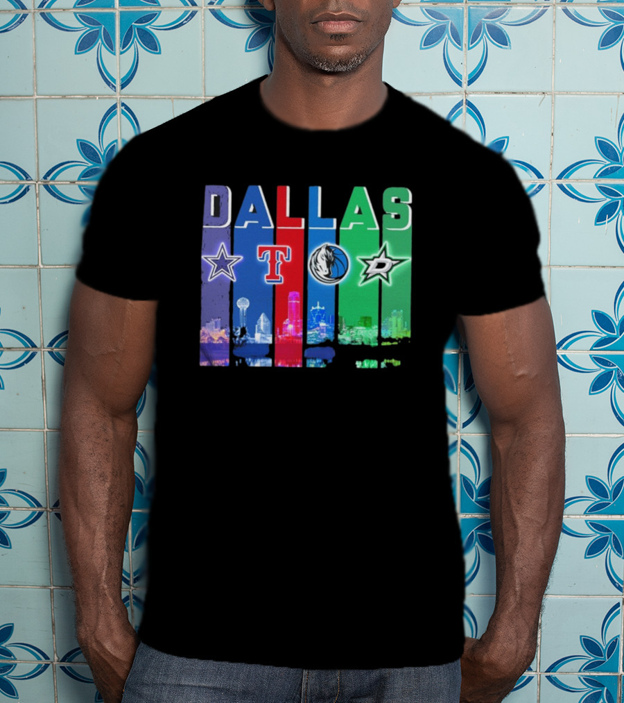 Dallas Retro Skyline Sports Teams Logo T-Shirt
