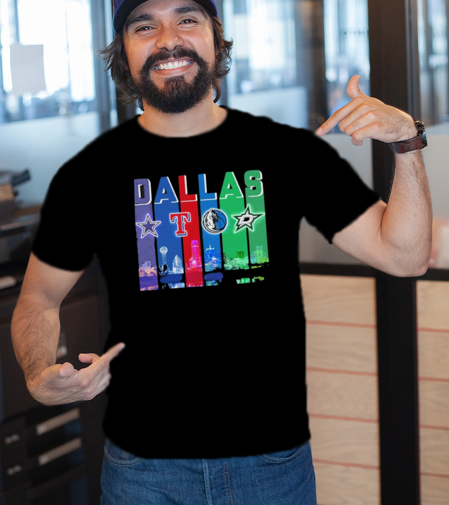 Dallas Retro Skyline Sports Teams Logo T-Shirt