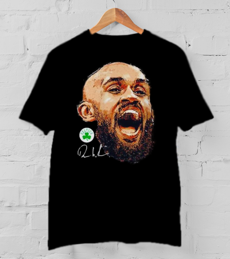 Derrick White Boston Celtics Portrait Signature T-Shirt