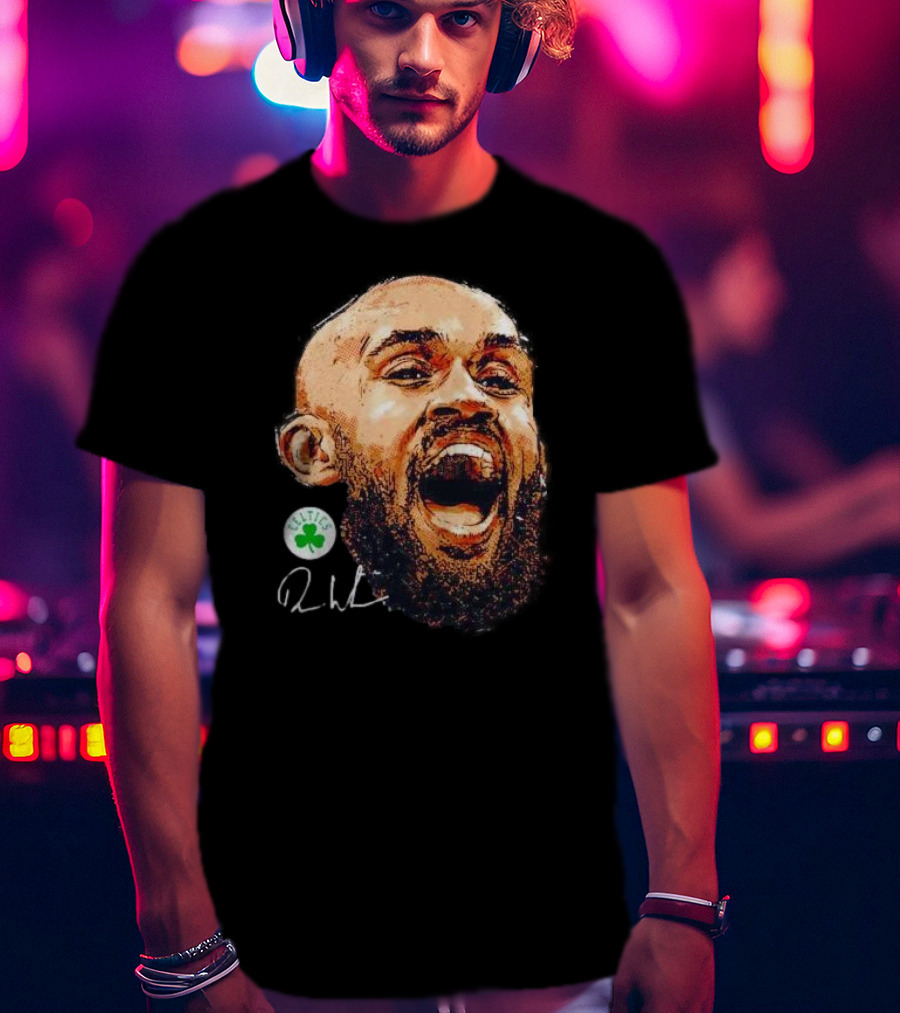 Derrick White Boston Celtics Portrait Signature T-Shirt