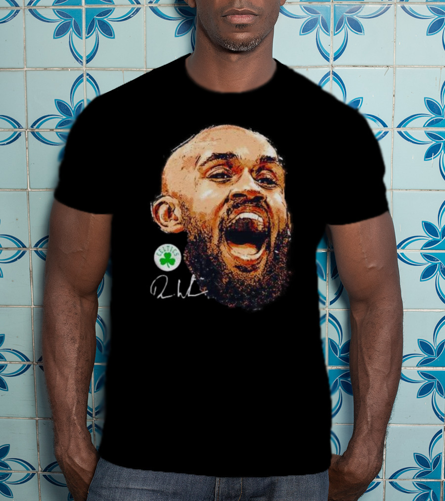 Derrick White Boston Celtics Portrait Signature T-Shirt