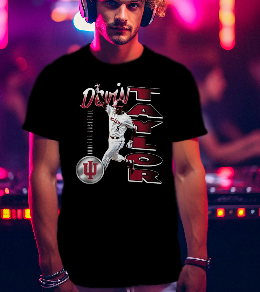 Devin Taylor Illustrated Indiana Hoosiers Baseball NCAA 2025 Graphic T-Shirt