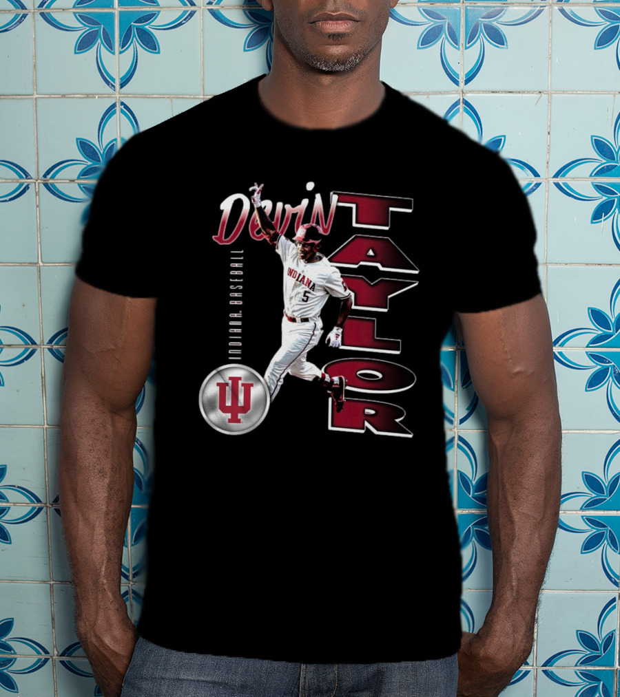 Devin Taylor Illustrated Indiana Hoosiers Baseball NCAA 2025 Graphic T-Shirt