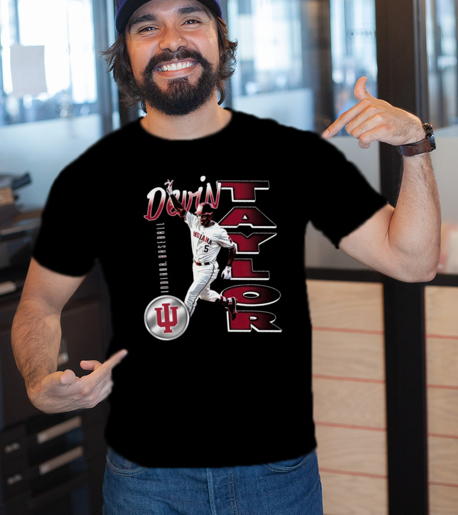 Devin Taylor Illustrated Indiana Hoosiers Baseball NCAA 2025 Graphic T-Shirt