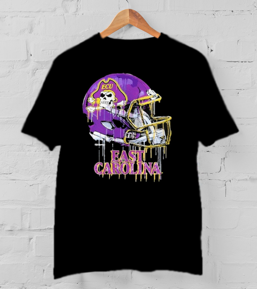 ECU Pirates Dripping Football Helmet T-Shirt