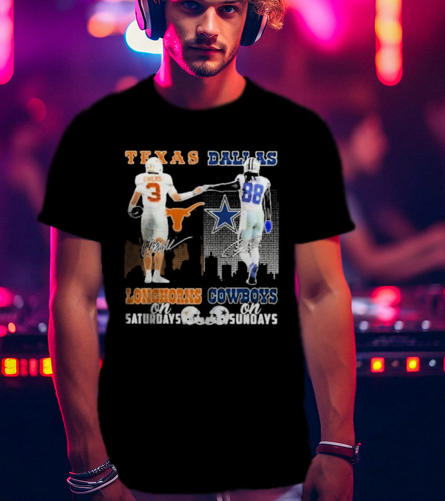 Ewers And Lamb Longhorns On Saturdays Cowboys On Sundays T-Shirt