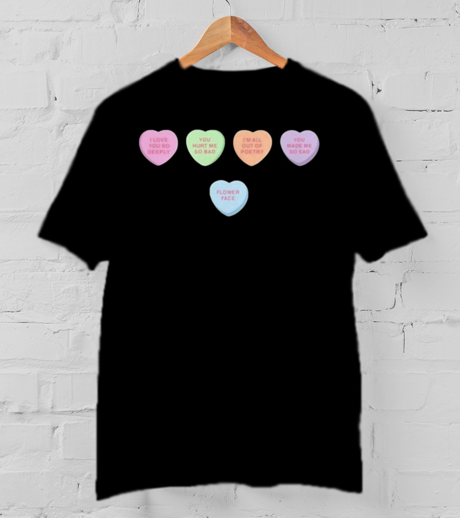 Flower Facem Candy Hearts T-Shirt