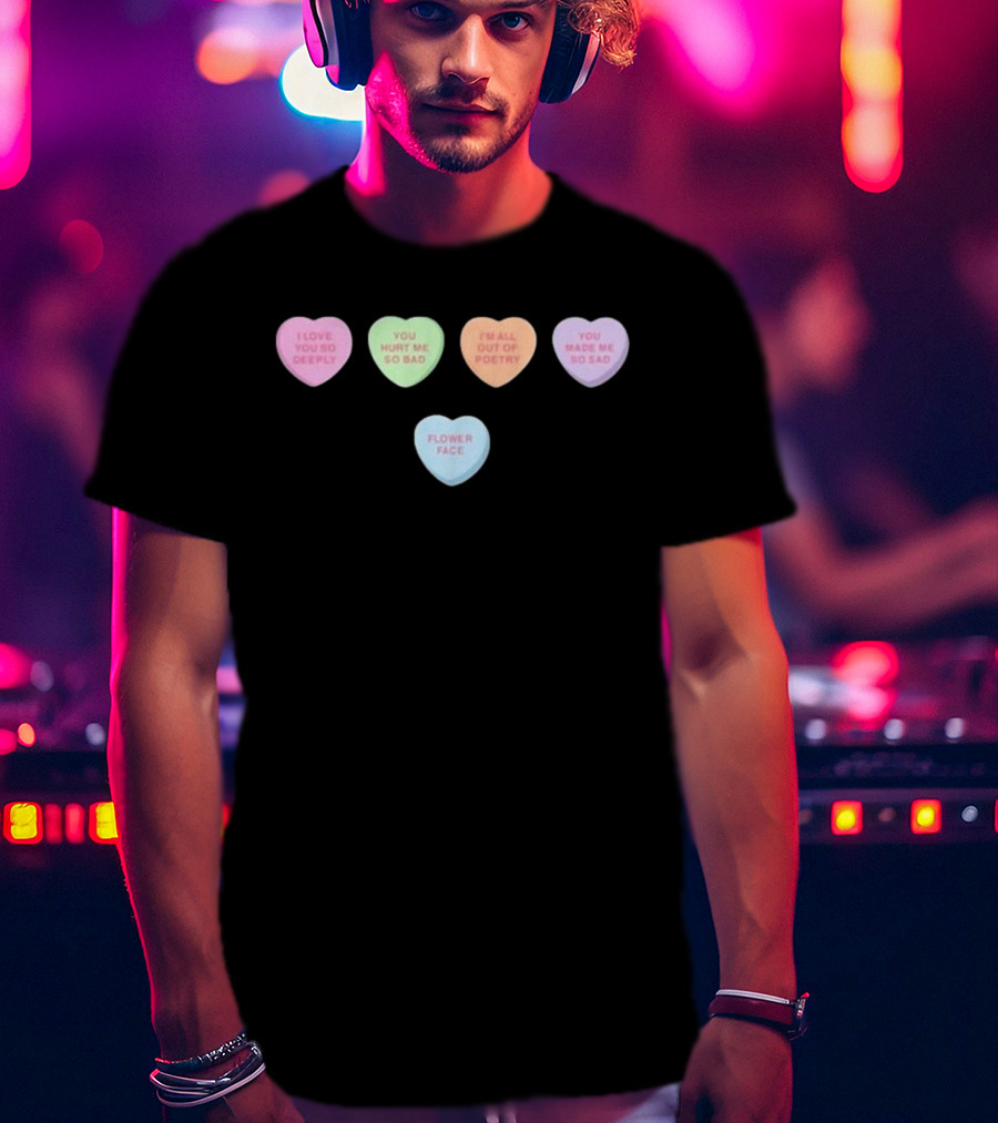 Flower Facem Candy Hearts T-Shirt